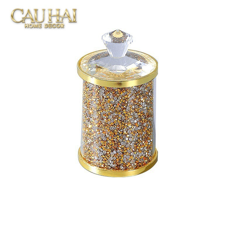Set Phụ Kiện Nhà Tắm Pha Lê Pavé Gold Mirror Bathroom Vanity 4pcs-CẬU HAI HOME DECOR
