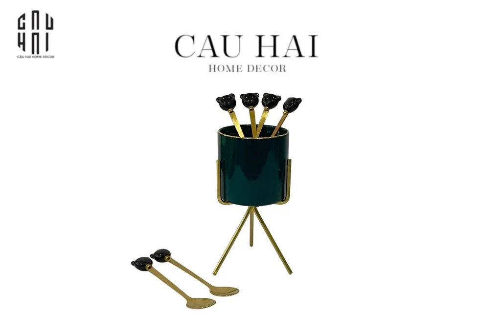 SET TEAPOON EMERALD BLOSSOM-CẬU HAI HOME DECOR