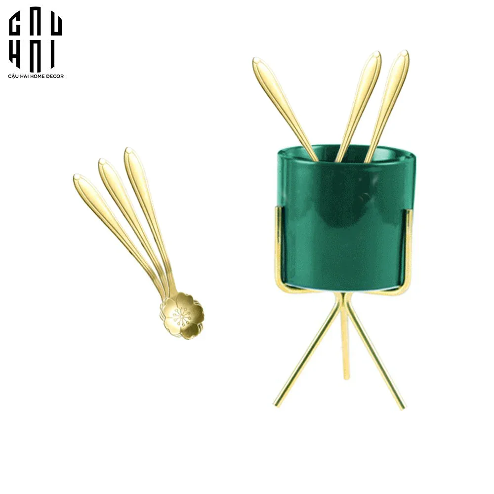 SET TEASPOON EMERALD BLOSSOM 8PCS-CẬU HAI HOME DECOR