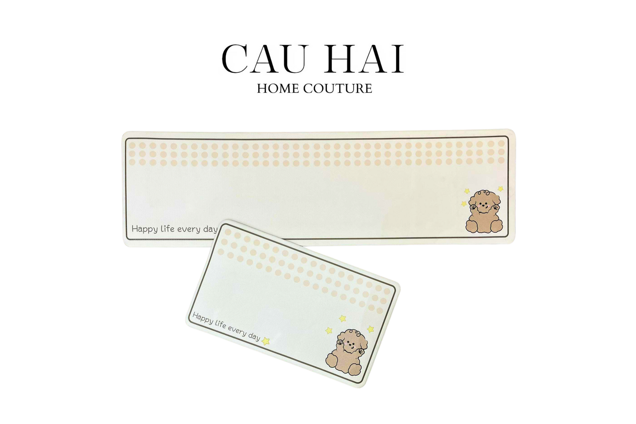 SET THẢM BẾP DA 1M5 - HAPPY PUPPY-1- Cậu Hai Home Decor