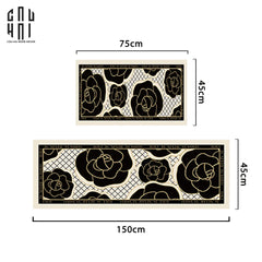 Set Thảm Bếp Da 45x75/150 Cao Cấp - Noir CAMÉLIA - Spell In Bloom-CẬU HAI HOME DECOR