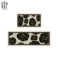 Set Thảm Bếp Da 45x75/150 Cao Cấp - Noir CAMÉLIA - Spell In Bloom-CẬU HAI HOME DECOR