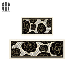 Set Thảm Bếp Da 45x75/150 Cao Cấp - Noir CAMÉLIA - Spell In Bloom-CẬU HAI HOME DECOR