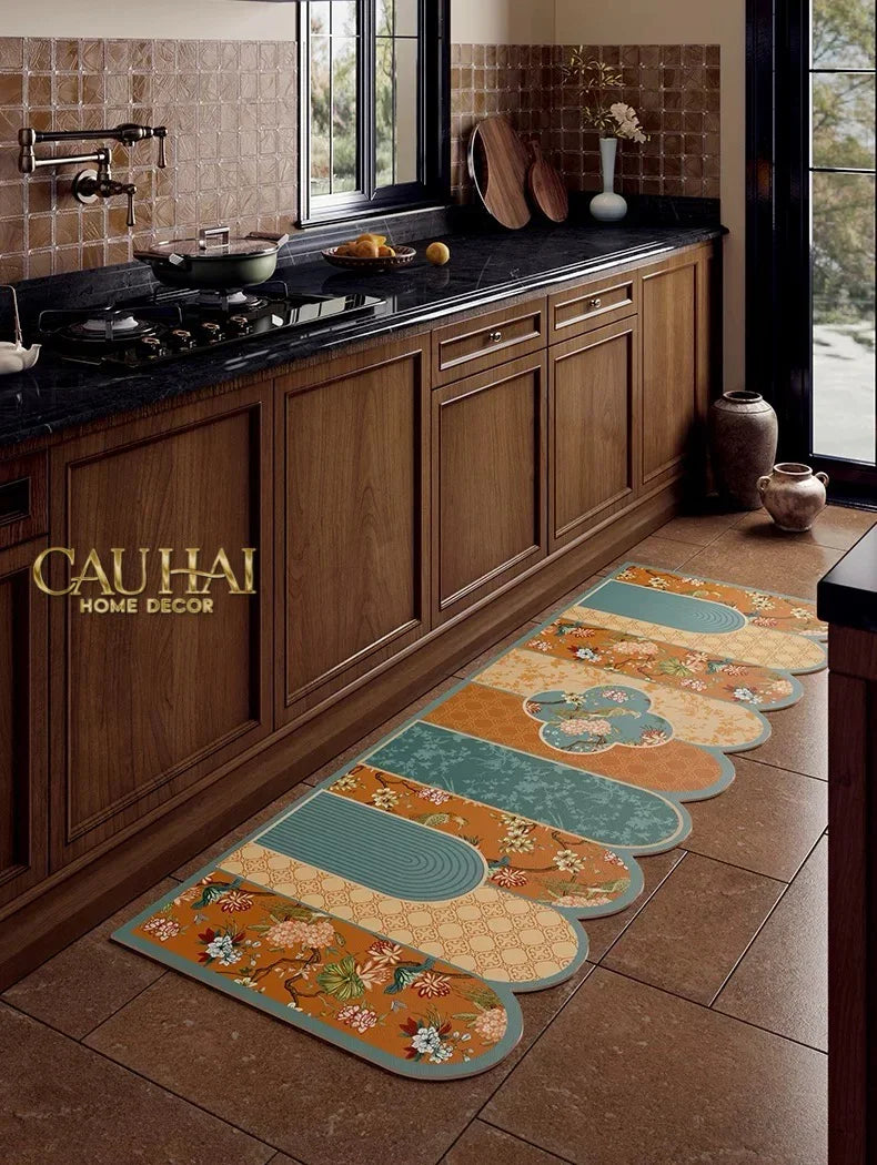 Set Thảm Bếp Da Cao Cấp - Water & Oil Repellent - 45x75/150 Cloud of Dynasty-CẬU HAI HOME DECOR
