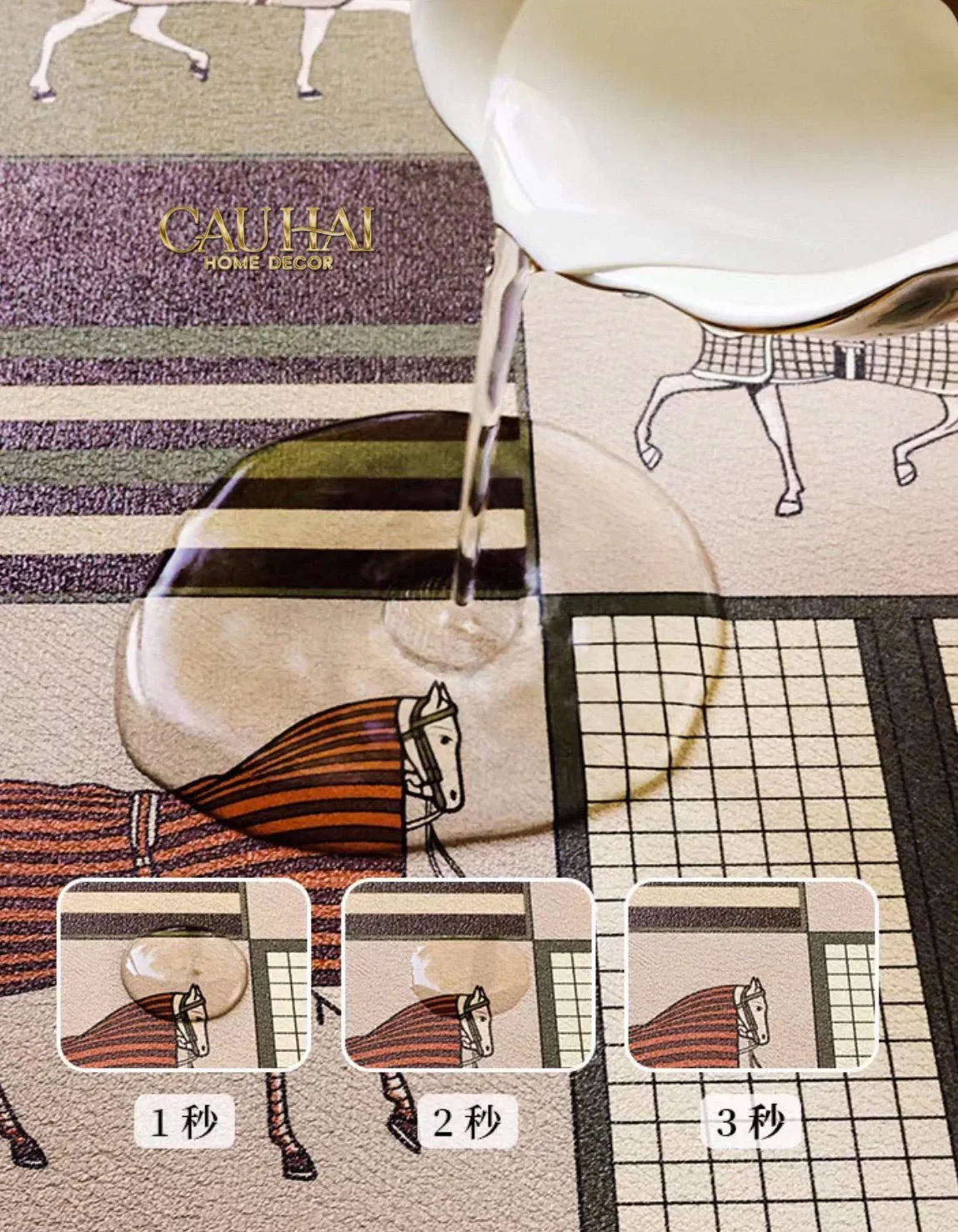 Set Thảm Bếp Micro Nappa Gen8 45x70/150 Patchwork Héritage Équestre Oriental Cheval-CẬU HAI HOME DECOR