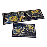 Set Thảm Bếp Microfiber 45x75/150 -  Hoa Mẫu Đơn - Golden Pivoine