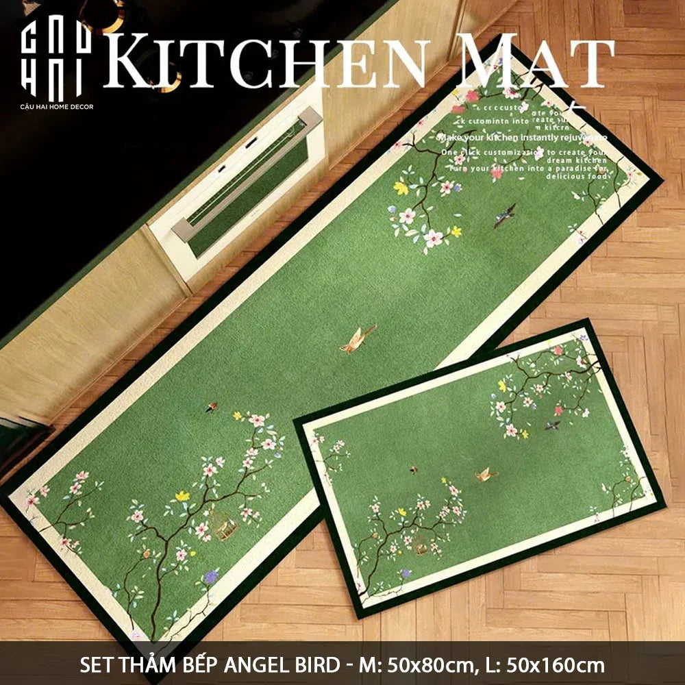 SET THẢM BẾP MICROFIBER ANGEL BIRD 1M6
