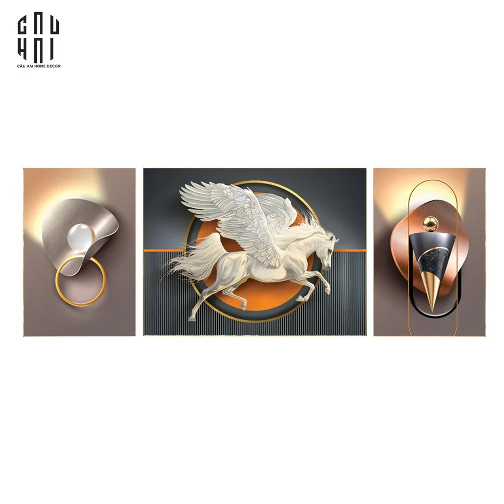 SET TRANH CANVAS ROYAL FLYING HORSE LUXURY