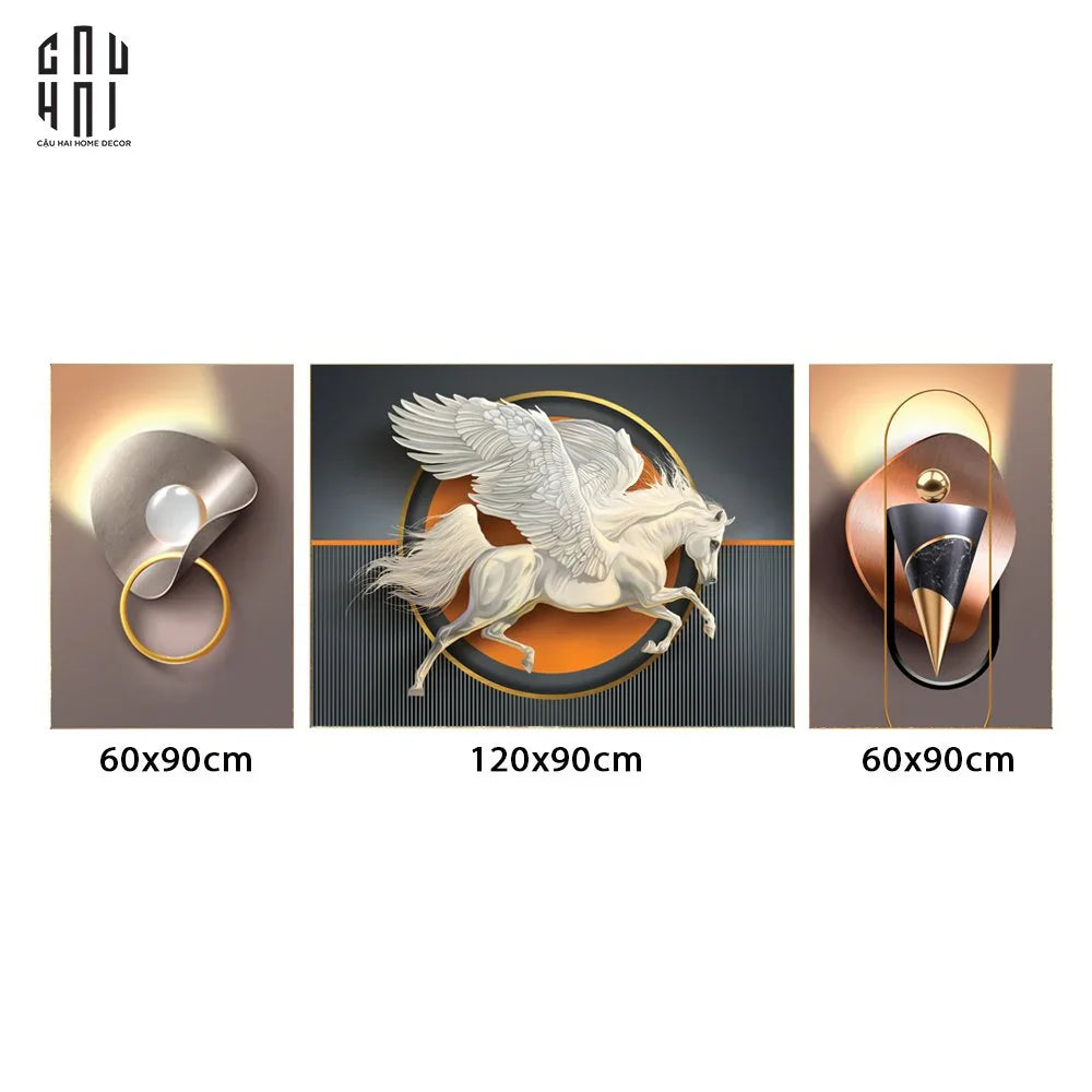 SET TRANH CANVAS ROYAL FLYING HORSE LUXURY