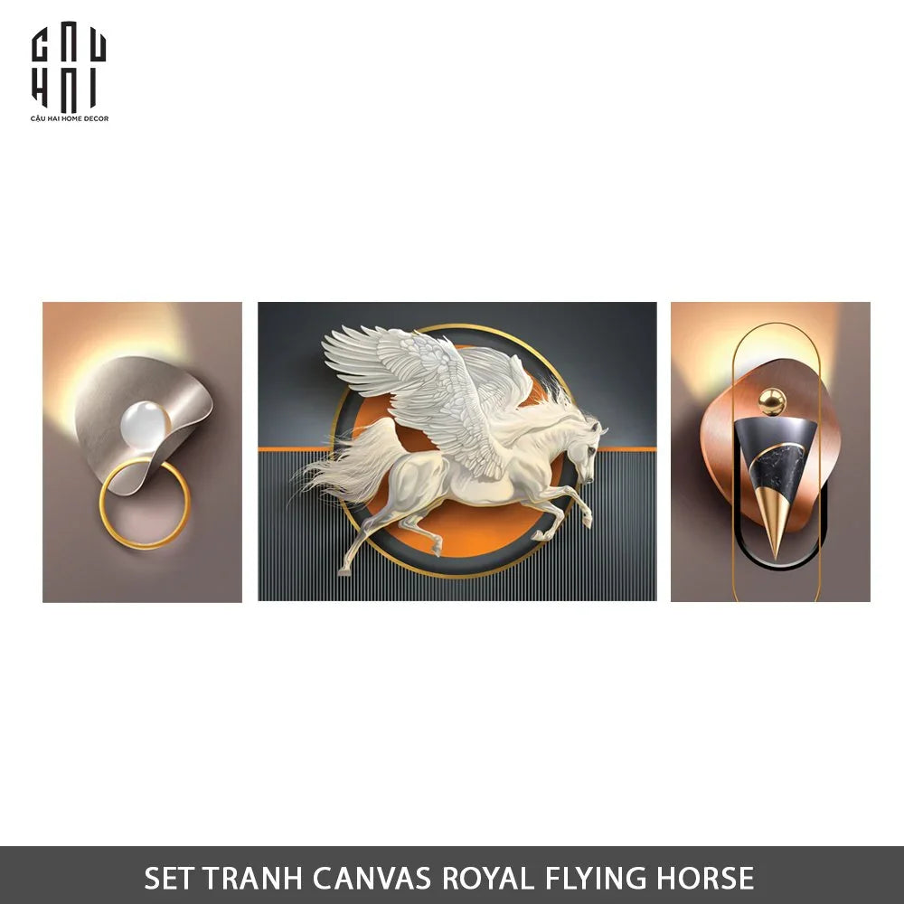 SET TRANH CANVAS ROYAL FLYING HORSE LUXURY