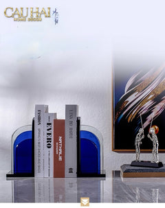 Set Tượng Chặn Sách Pha Lê Cristalleries Blue Gates Bookend 22x11x12-CẬU HAI HOME DECOR