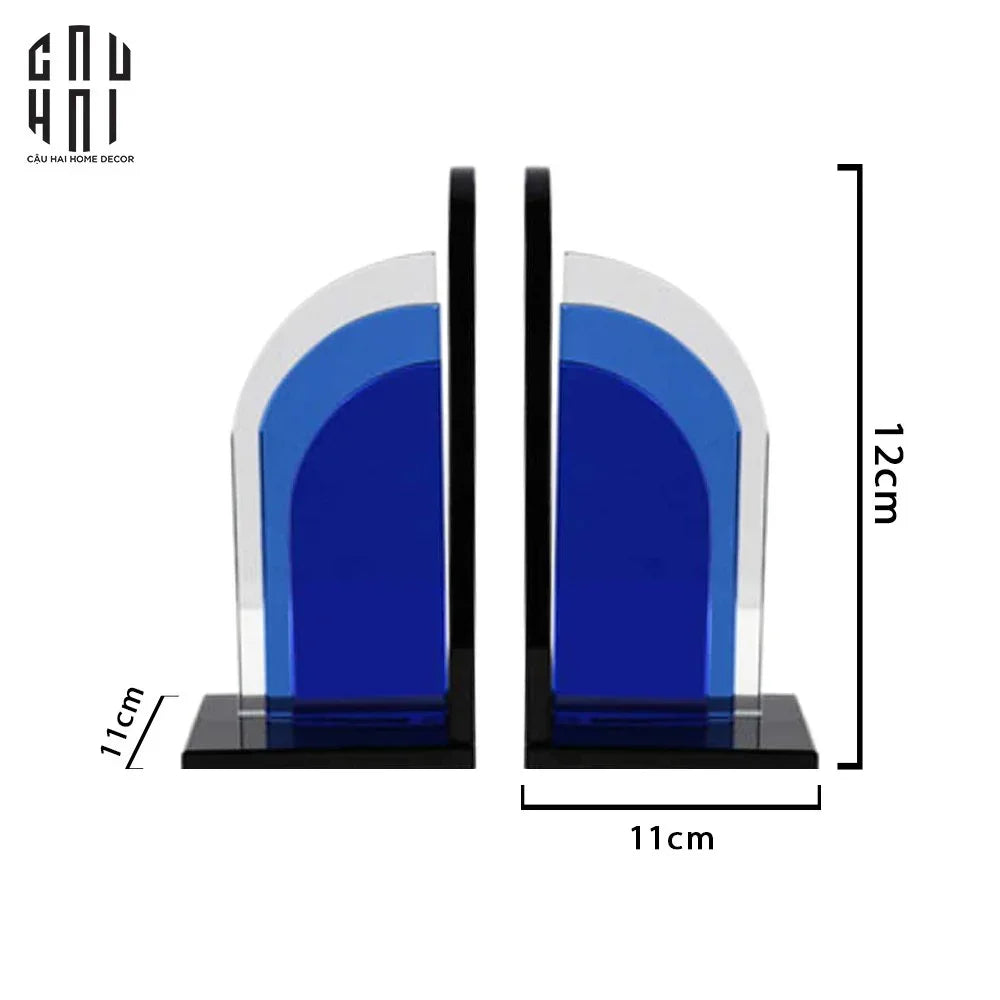 Set Tượng Chặn Sách Pha Lê Cristalleries Blue Gates Bookend 22x11x12-CẬU HAI HOME DECOR