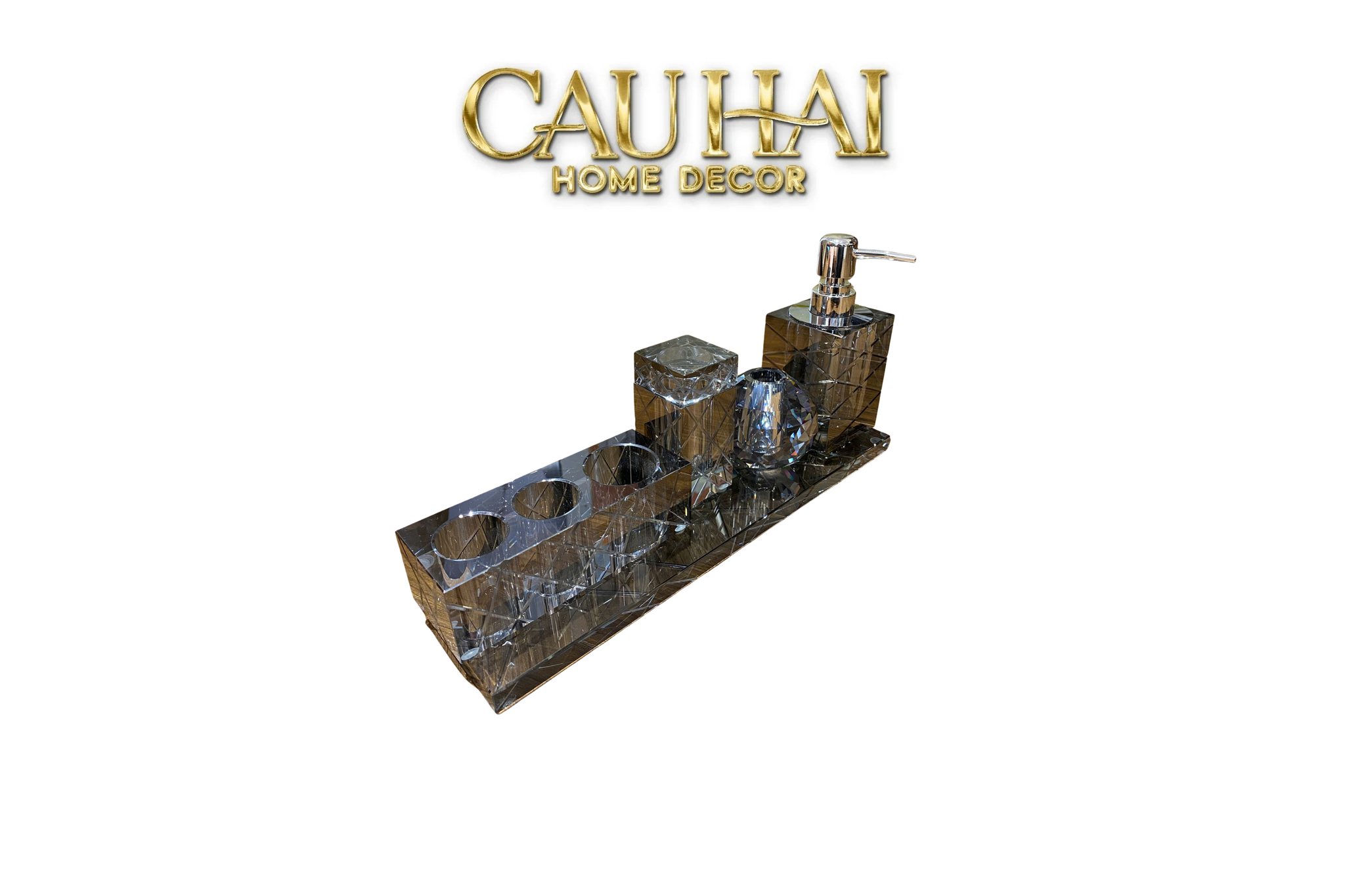Maison Couture - Set Nhà Tắm Pha Lê  Lumière Cristalleries Bathroom Vanity Set - Cannage Facetté Set 5pcs