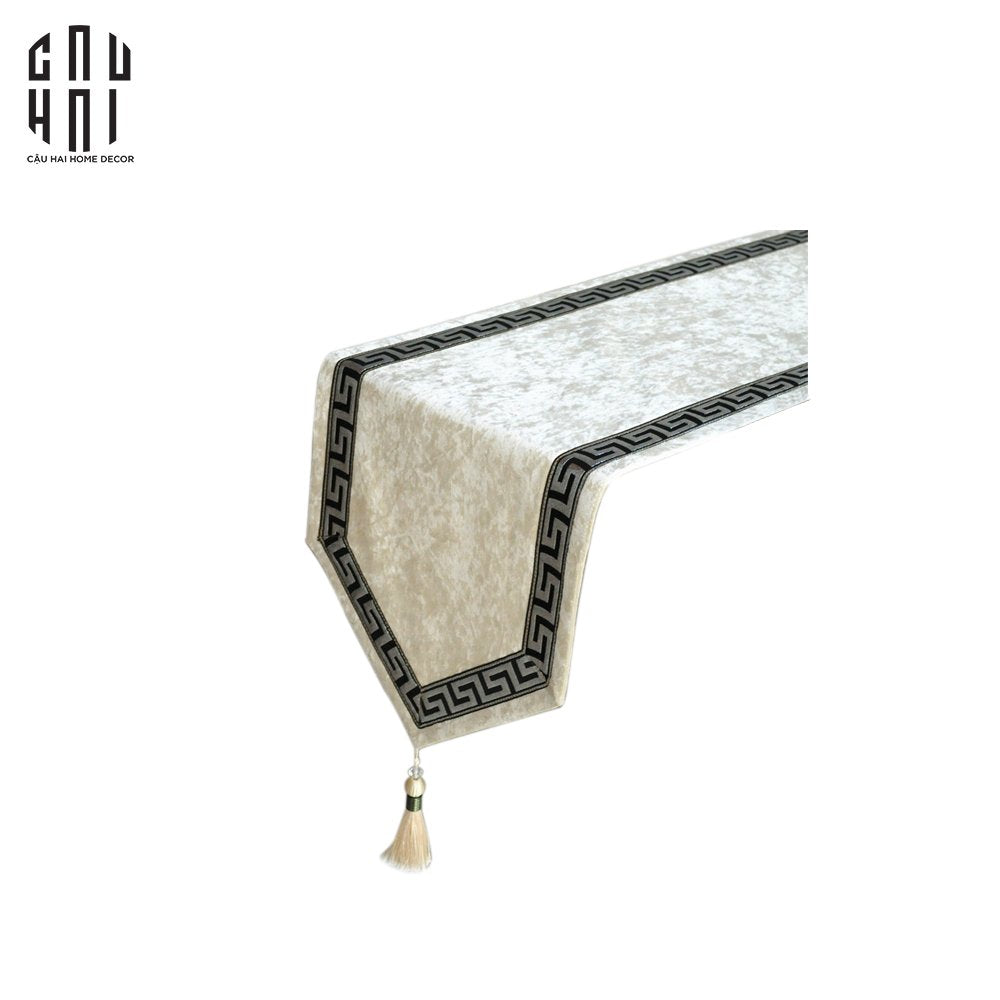 TABLE RUNNER CROCHET BLANC 3M5 - CẬU HAI HOME DECOR