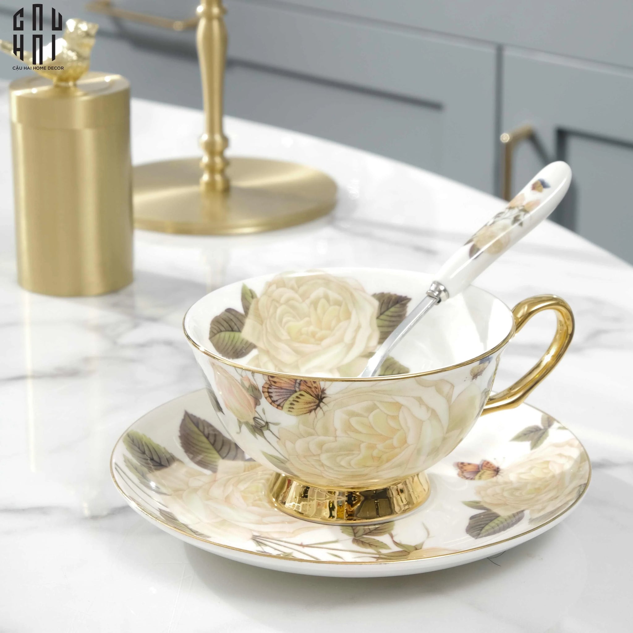 Tách Trà Camélia-BỘ BÌNH TRÀ-CẬU HAI HOME DECOR