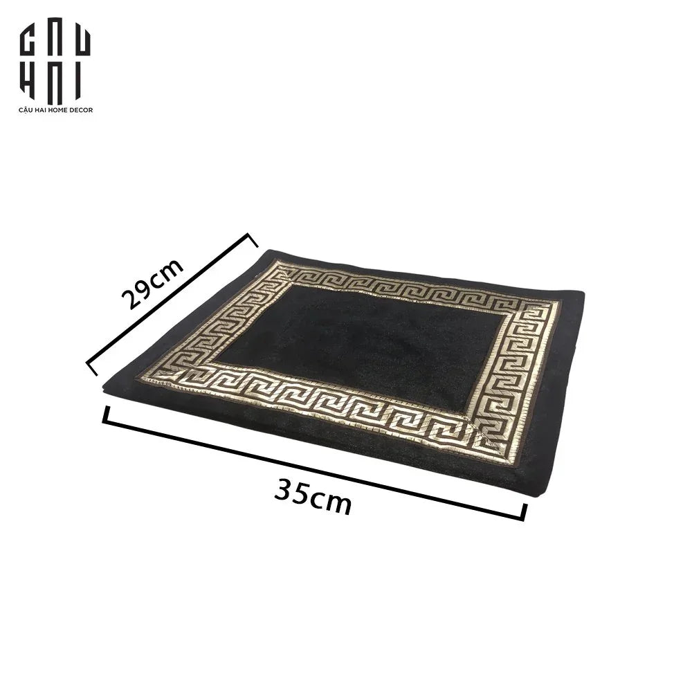Tấm Lót Nhung Crochet - Velvet Placemat Crochet Noir-CẬU HAI HOME DECOR