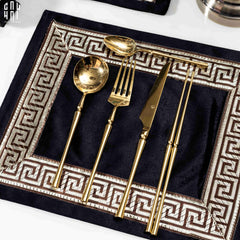 Tấm Lót Nhung Crochet - Velvet Placemat Crochet Noir-CẬU HAI HOME DECOR