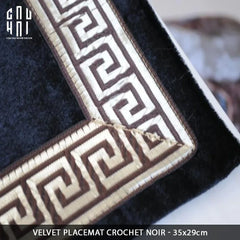 Tấm Lót Nhung Crochet - Velvet Placemat Crochet Noir-CẬU HAI HOME DECOR