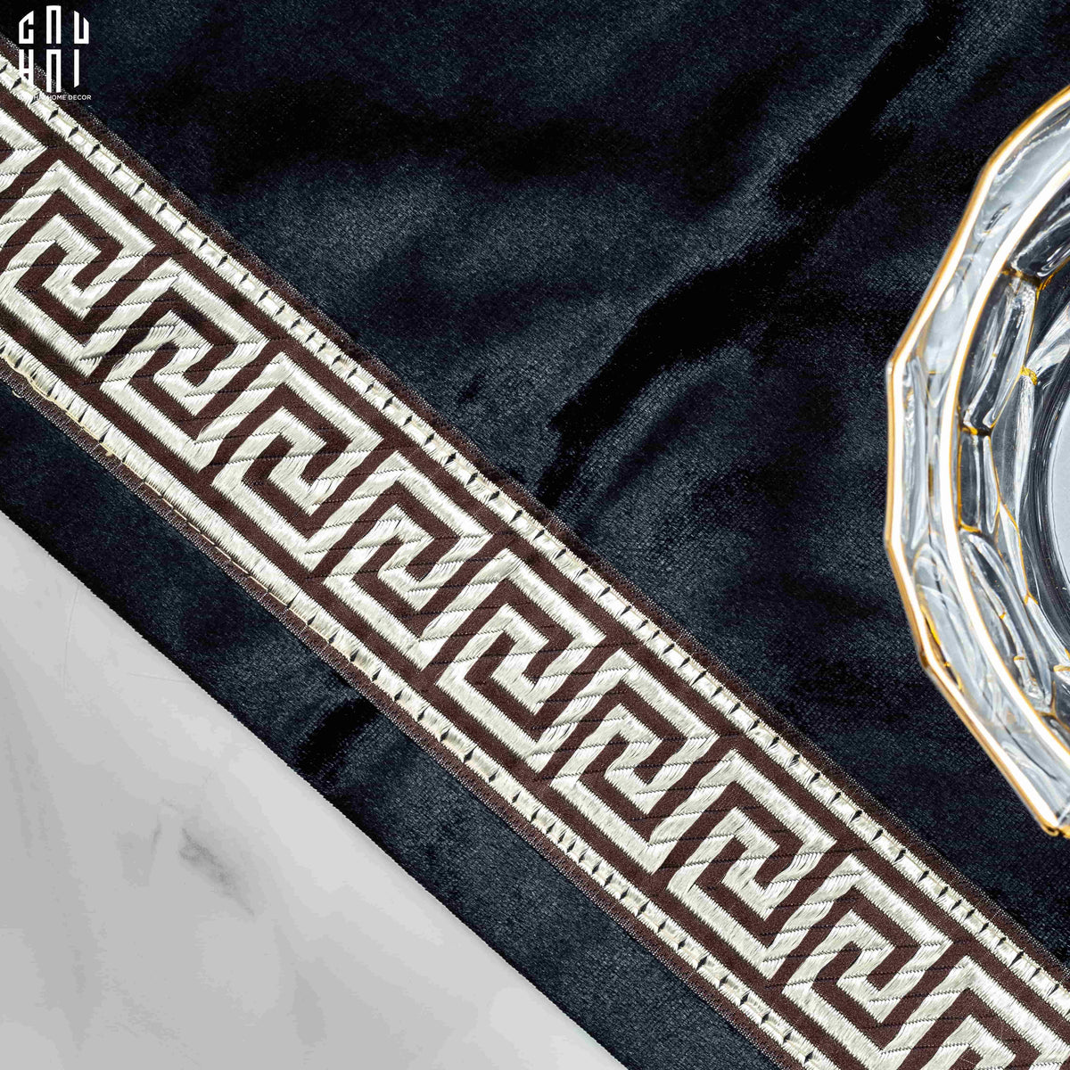 Tấm Lót Nhung Crochet - Velvet Placemat Crochet Noir-TẤM LÓT BÀN ĂN-Đối tác tại Trung Quốc theo từng đơn đặt hàng-CẬU HAI HOME DECOR