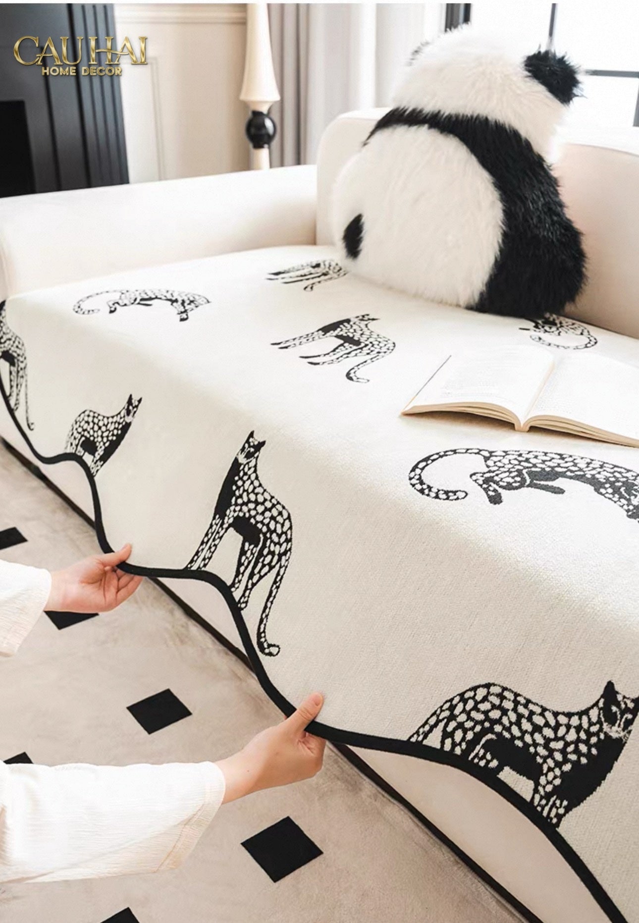 TẤM PHỦ SOFA - 90X210 - PANTHER SQUAD-9- Cậu Hai Home Decor
