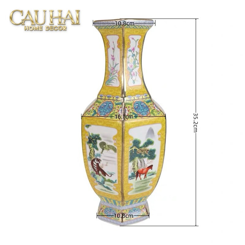 Tết Couture - Bình Hoa Gốm Tứ Tiết Thuỷ Mặc Qing Dynasty Porcelain Vase H35-CẬU HAI HOME DECOR