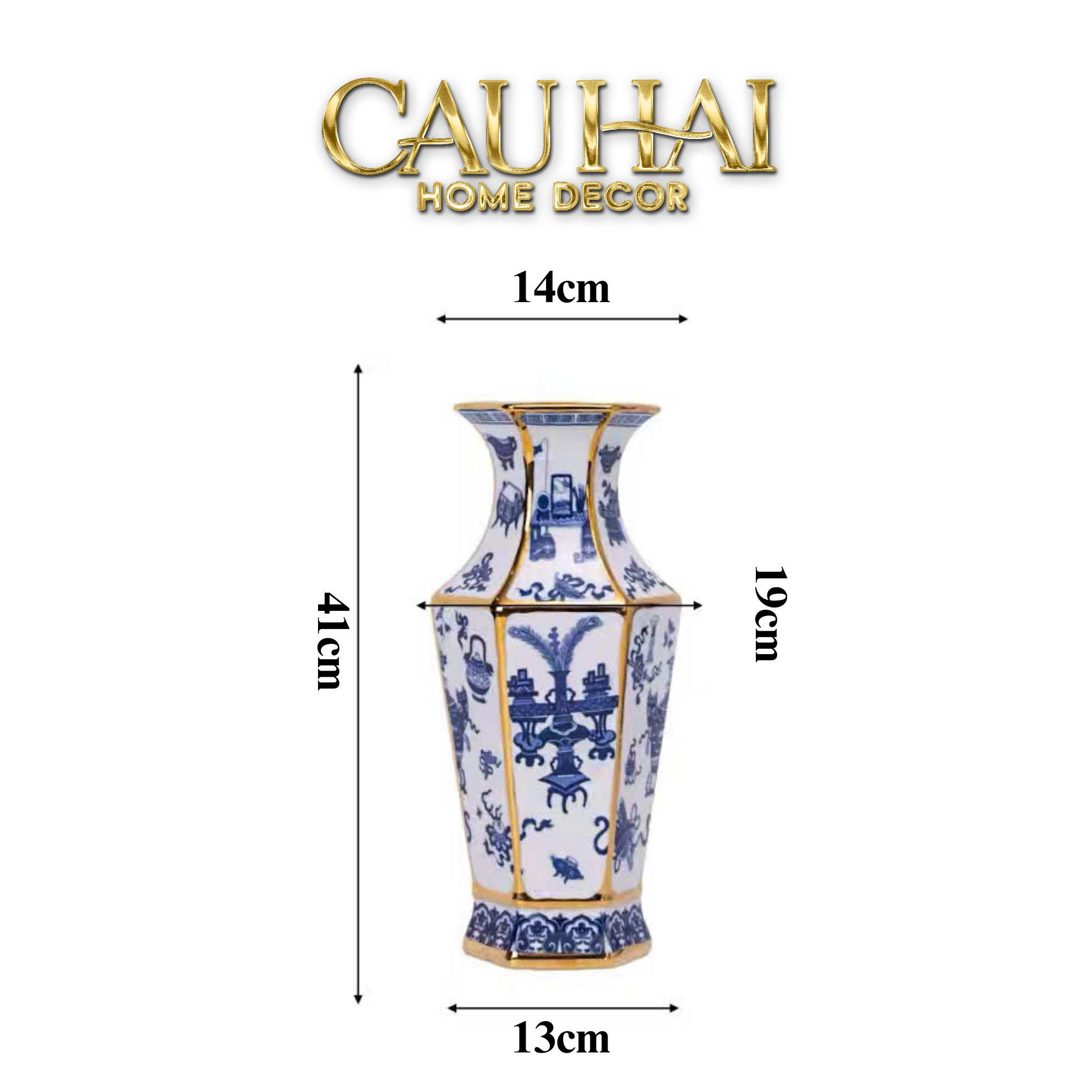 Tết Couture - Bình Hoa Kim Tôn Lăng Trấn - Indochine Indigo Porcelain Vase 41 - CẬU HAI HOME DECOR