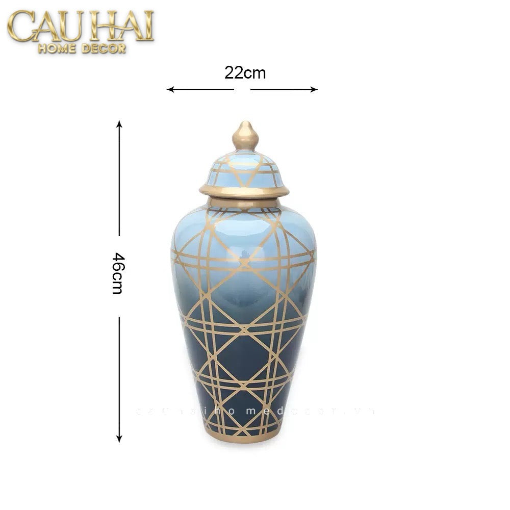 Tết Couture - Bình Hoa Ocean Gradation Cannage Porcelain H65/45 - CẬU HAI HOME DECOR