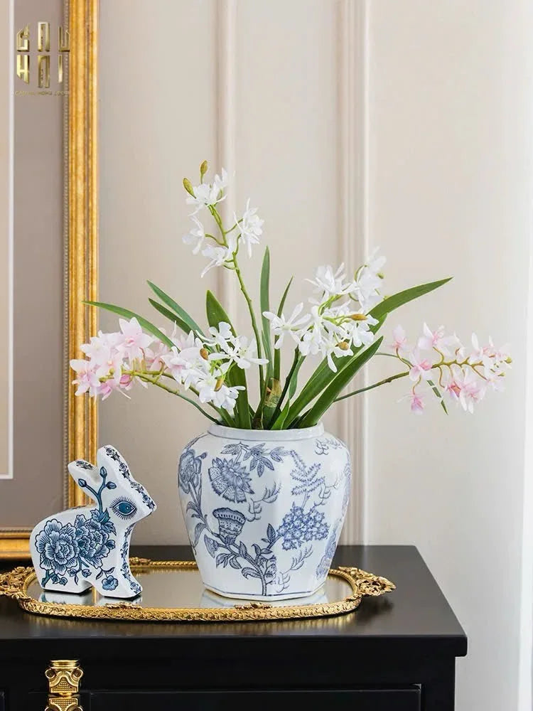 "Tết" Couture - Bình Hoa Sứ Tráng Men Indochine Flora 11.5x29.5-BÌNH HOA-CẬU HAI HOME DECOR