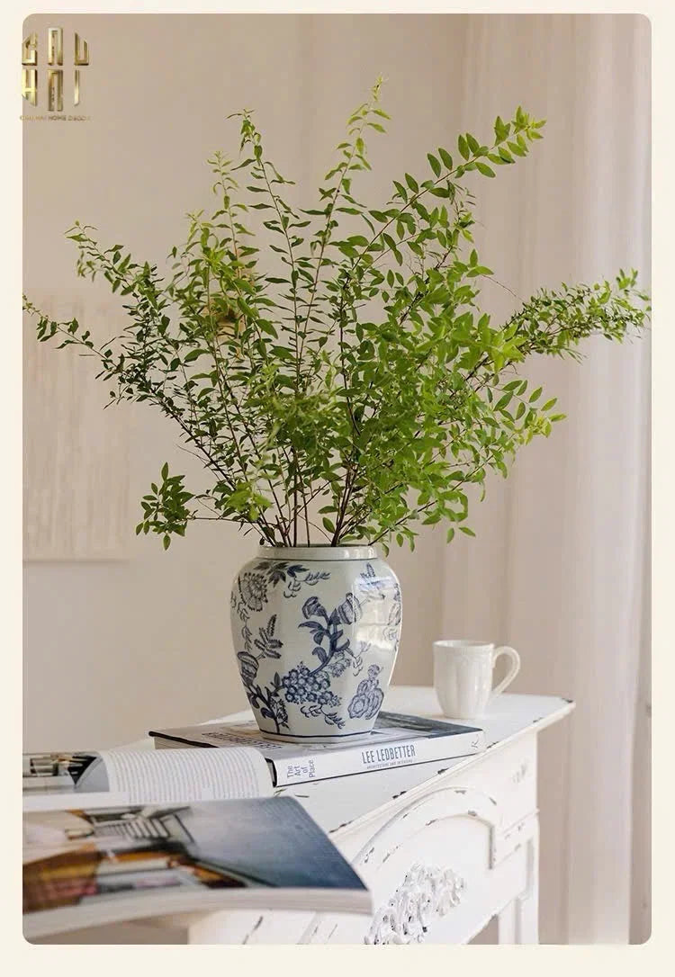 "Tết" Couture - Bình Hoa Sứ Tráng Men Indochine Flora 11.5x29.5-BÌNH HOA-CẬU HAI HOME DECOR