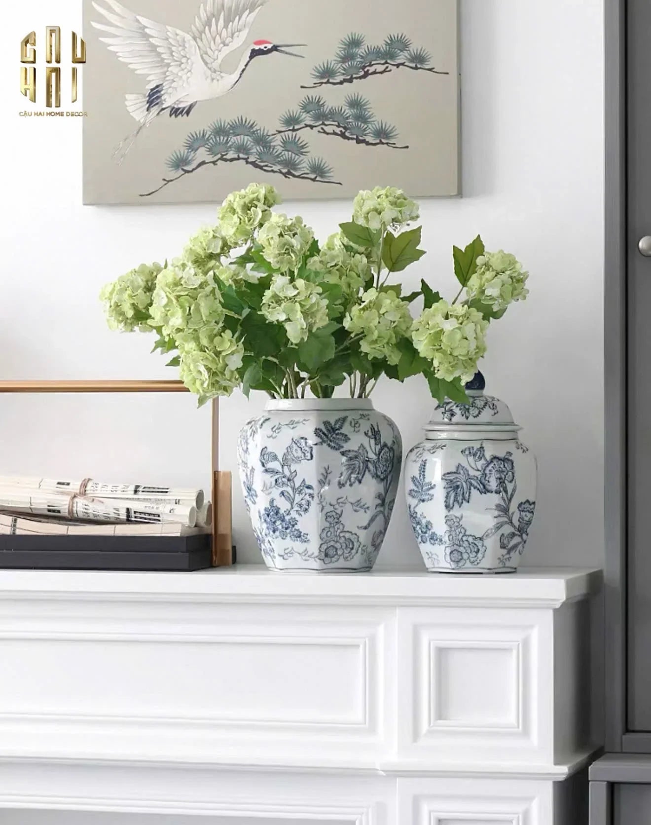 "Tết" Couture - Bình Hoa Sứ Tráng Men Indochine Flora 11.5x29.5-BÌNH HOA-CẬU HAI HOME DECOR