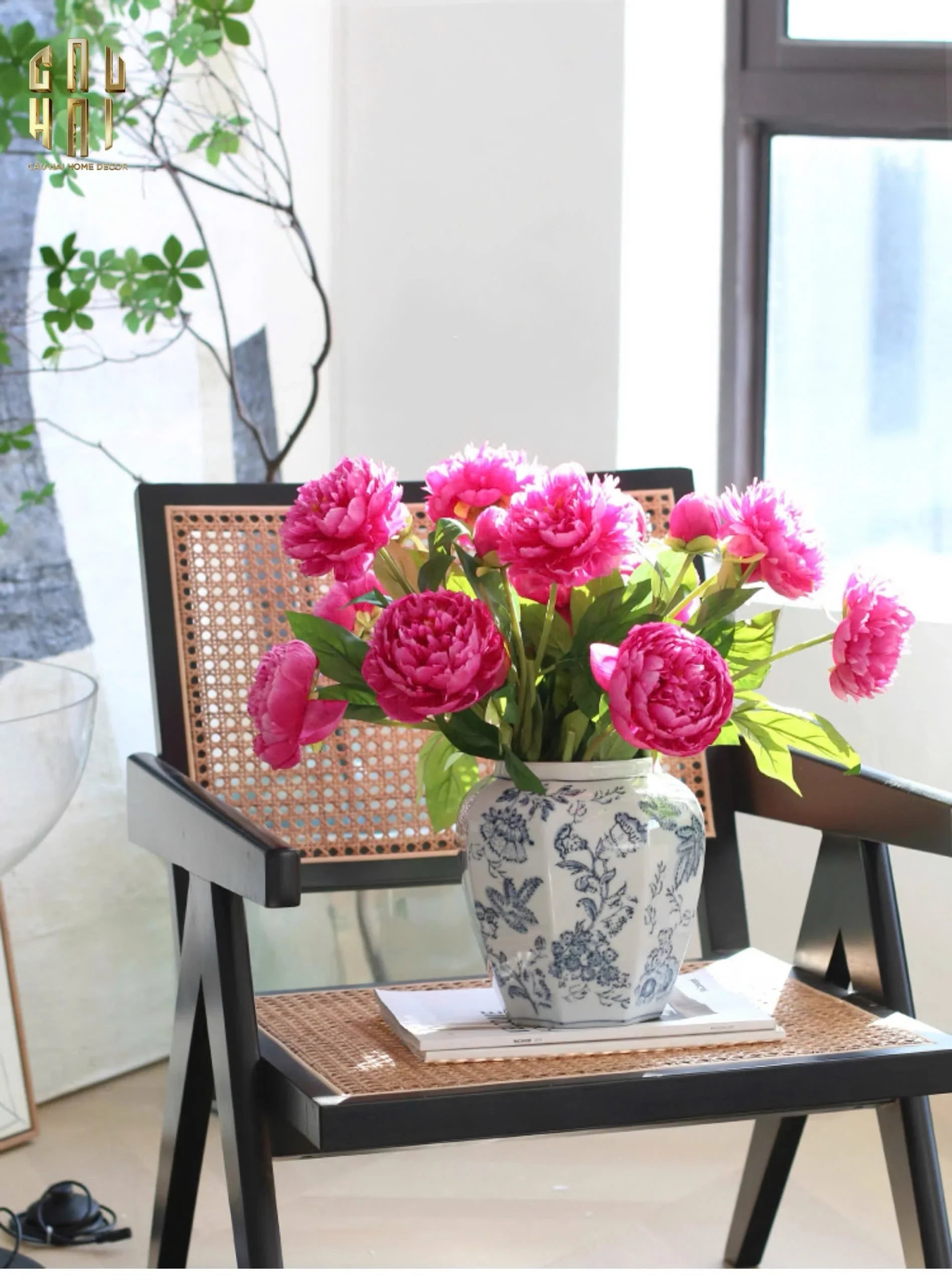 "Tết" Couture - Bình Hoa Sứ Tráng Men Indochine Flora 11.5x29.5-BÌNH HOA-CẬU HAI HOME DECOR