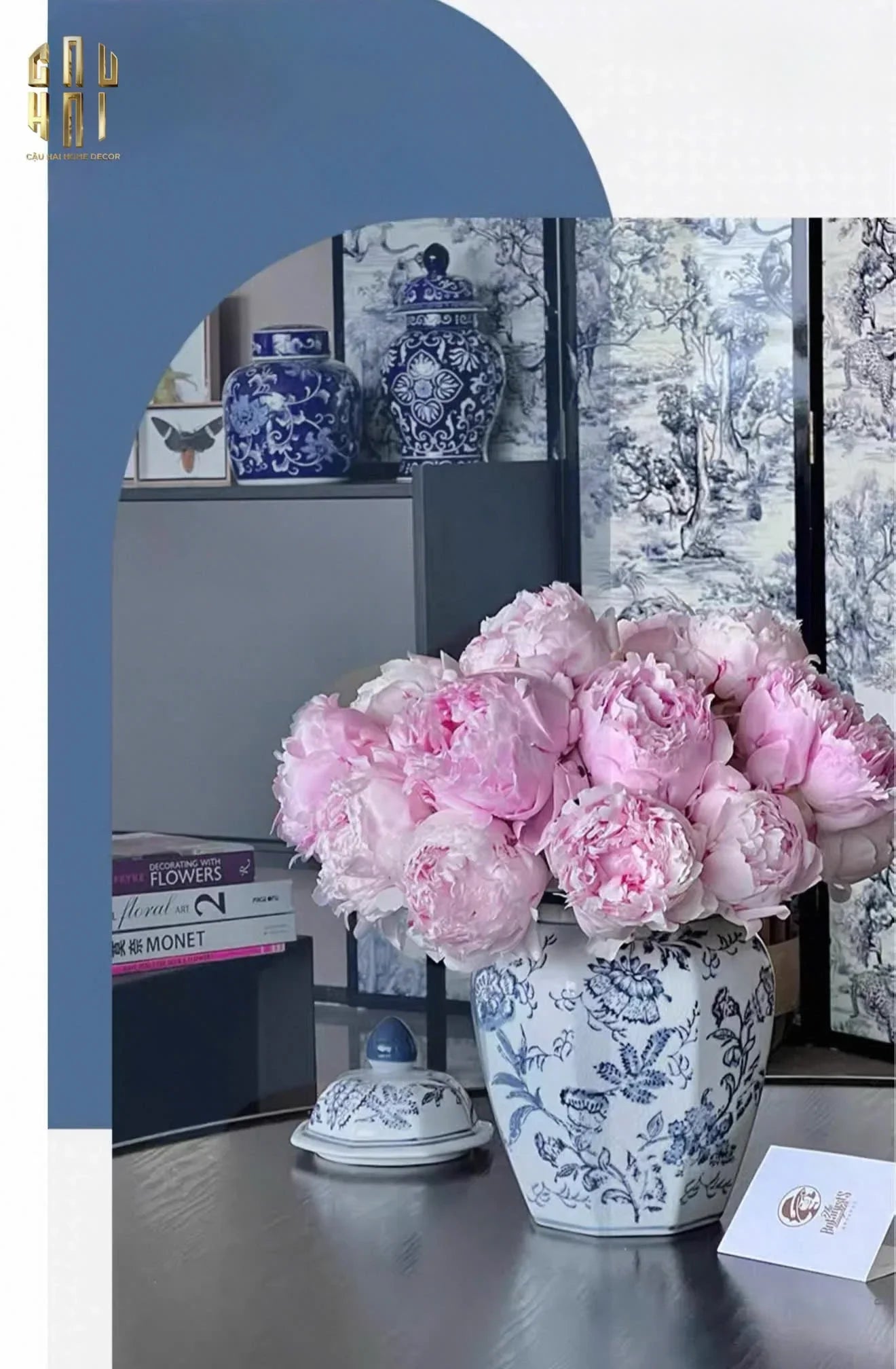 "Tết" Couture - Bình Hoa Sứ Tráng Men Indochine Flora - CẬU HAI HOME DECOR