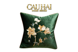 Tết Couture - Bộ Vỏ Gối Nhung Thêu Mộc Lan Ngự Hoa - CẬU HAI HOME DECOR