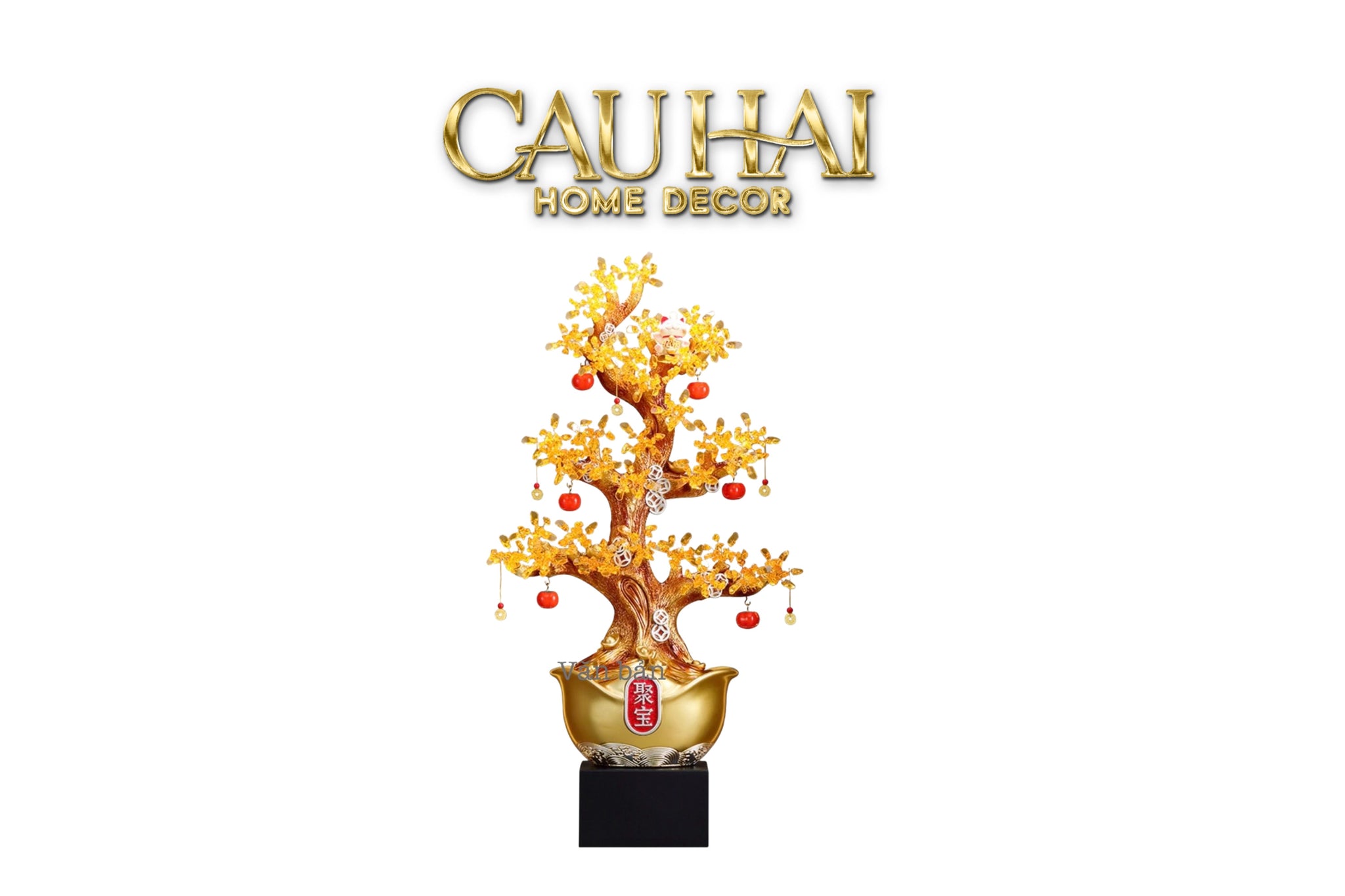 Tết Couture - Cây Hồng Đính Pha Lê Vàng - Đại Tam Nguyên - Jewelry Persimone Forturne Tree 40x93-CẬU HAI HOME DECOR