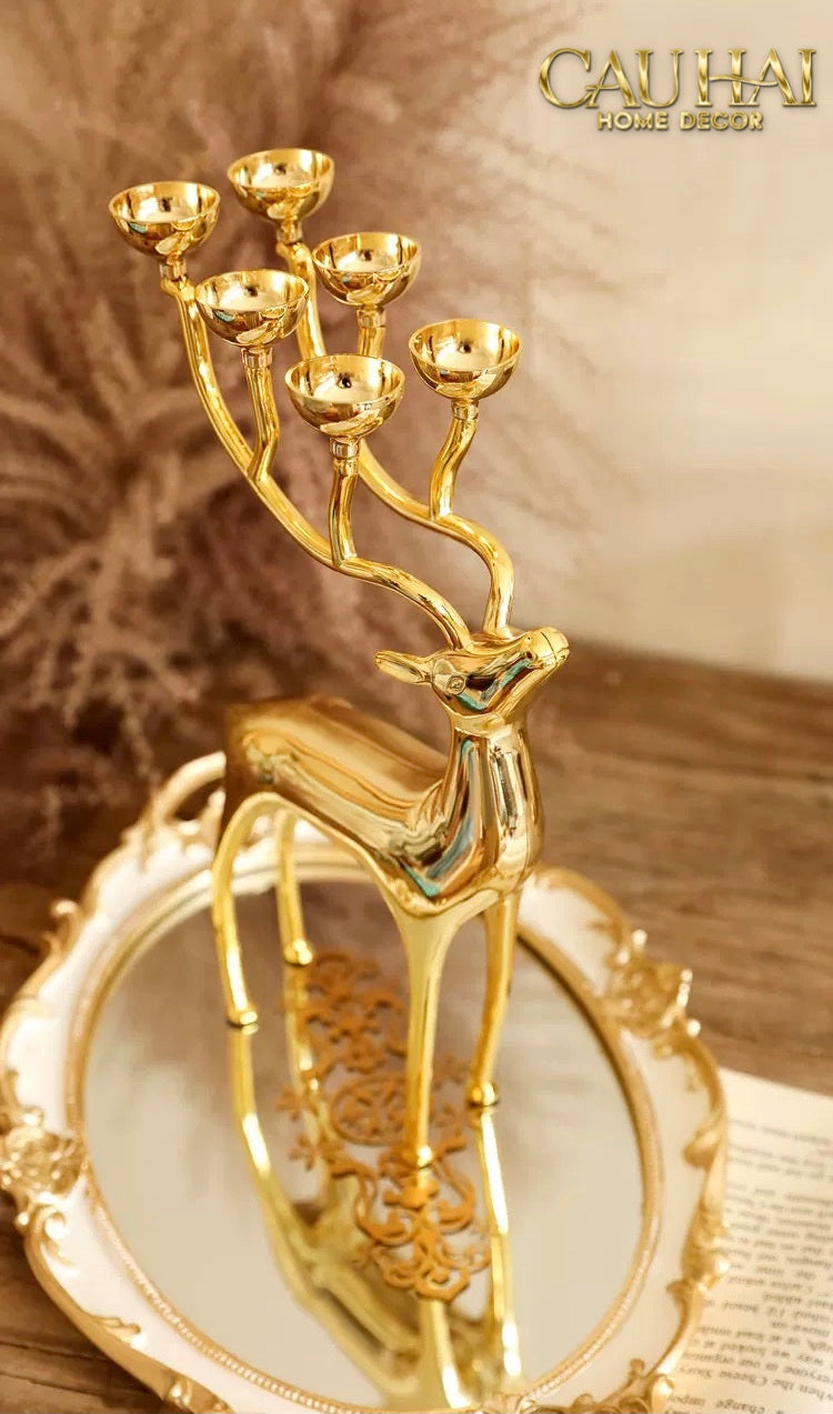 Tết Couture - Đế Nến Hươu Lumière Du Cerf – Gilded Candle Holder Antler - CẬU HAI HOME DECOR