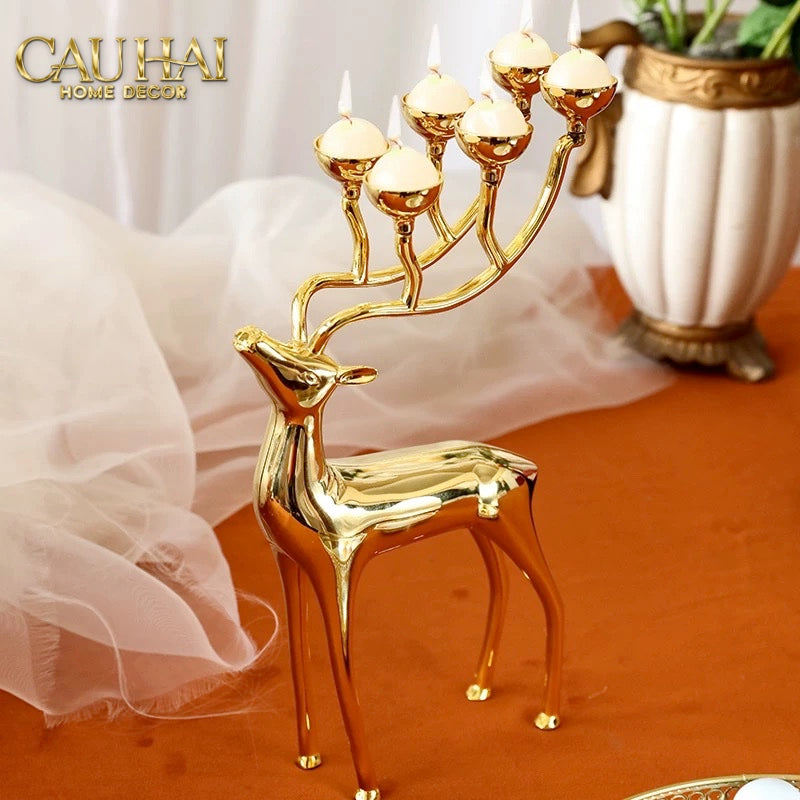 Tết Couture - Đế Nến Hươu Lumière Du Cerf – Gilded Candle Holder Antler - CẬU HAI HOME DECOR