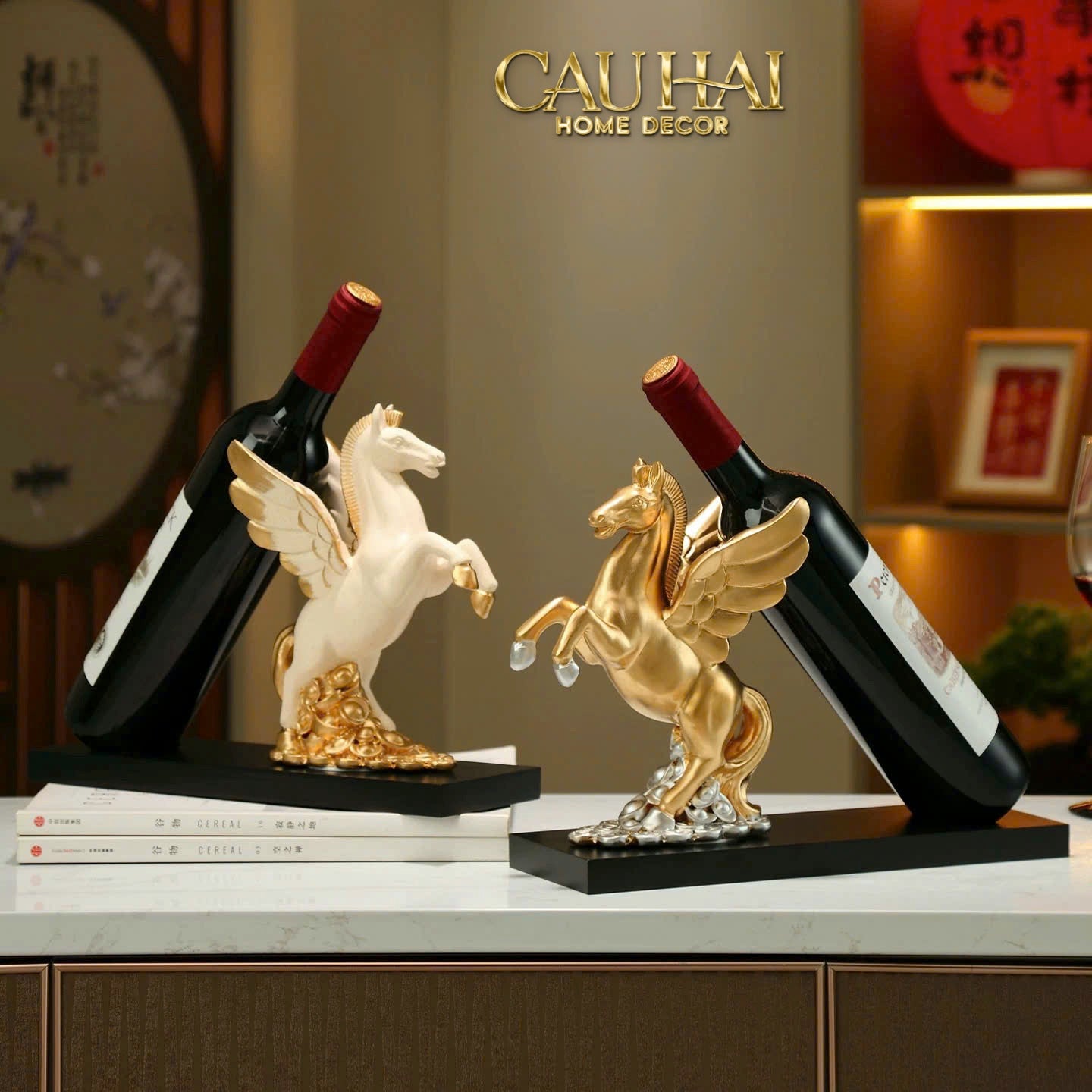 Tết Couture - Đế Rượu Aurum Pegasus Floating Cloud Wine Holder - CẬU HAI HOME DECOR
