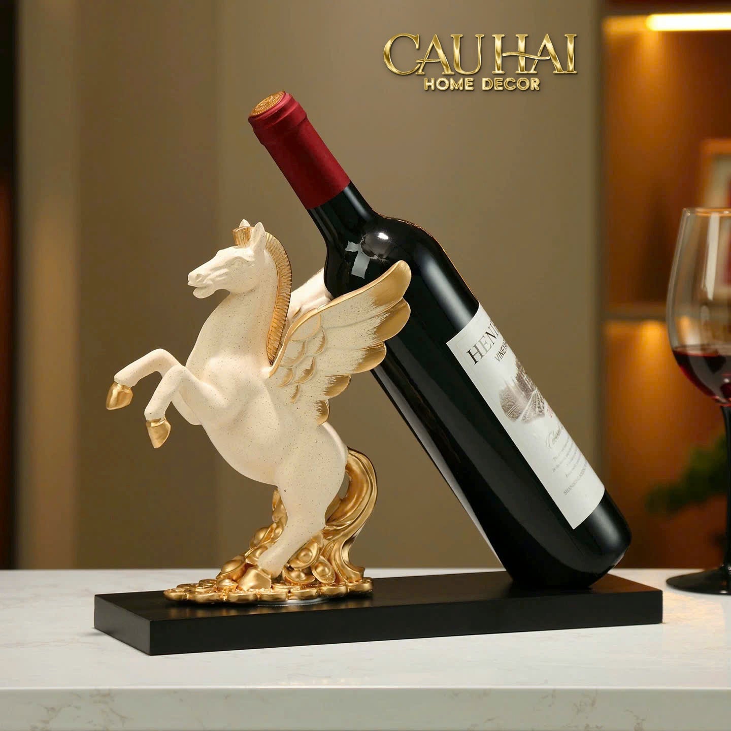 Tết Couture - Đế Rượu Aurum Pegasus Floating Cloud Wine Holder - CẬU HAI HOME DECOR