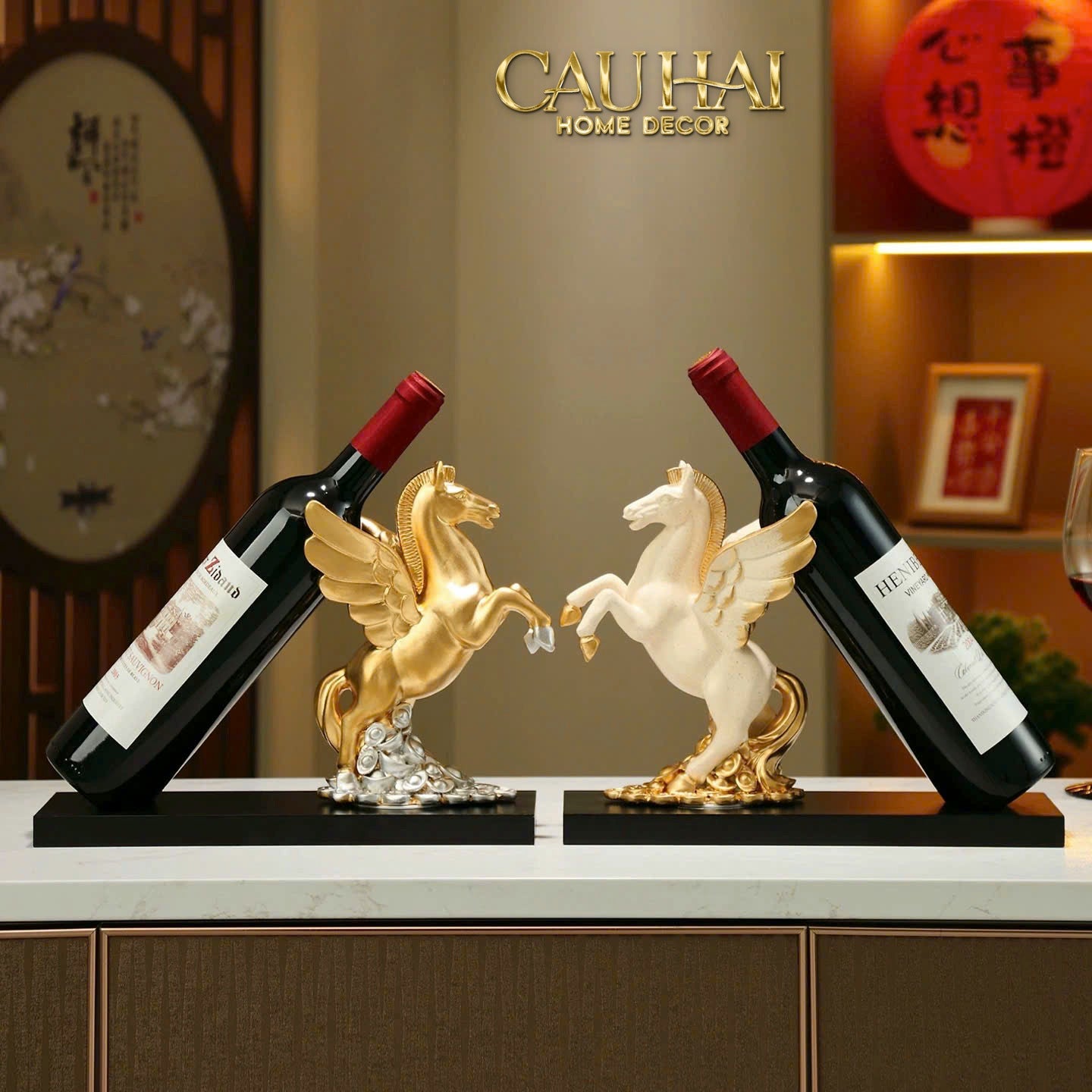 Tết Couture - Đế Rượu Aurum Pegasus Floating Cloud Wine Holder - CẬU HAI HOME DECOR