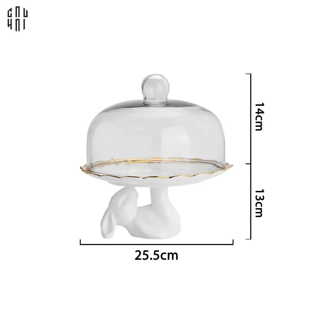 Tết Couture - Đĩa Bánh Cloche Lapin Céramique Plateau - CẬU HAI HOME DECOR