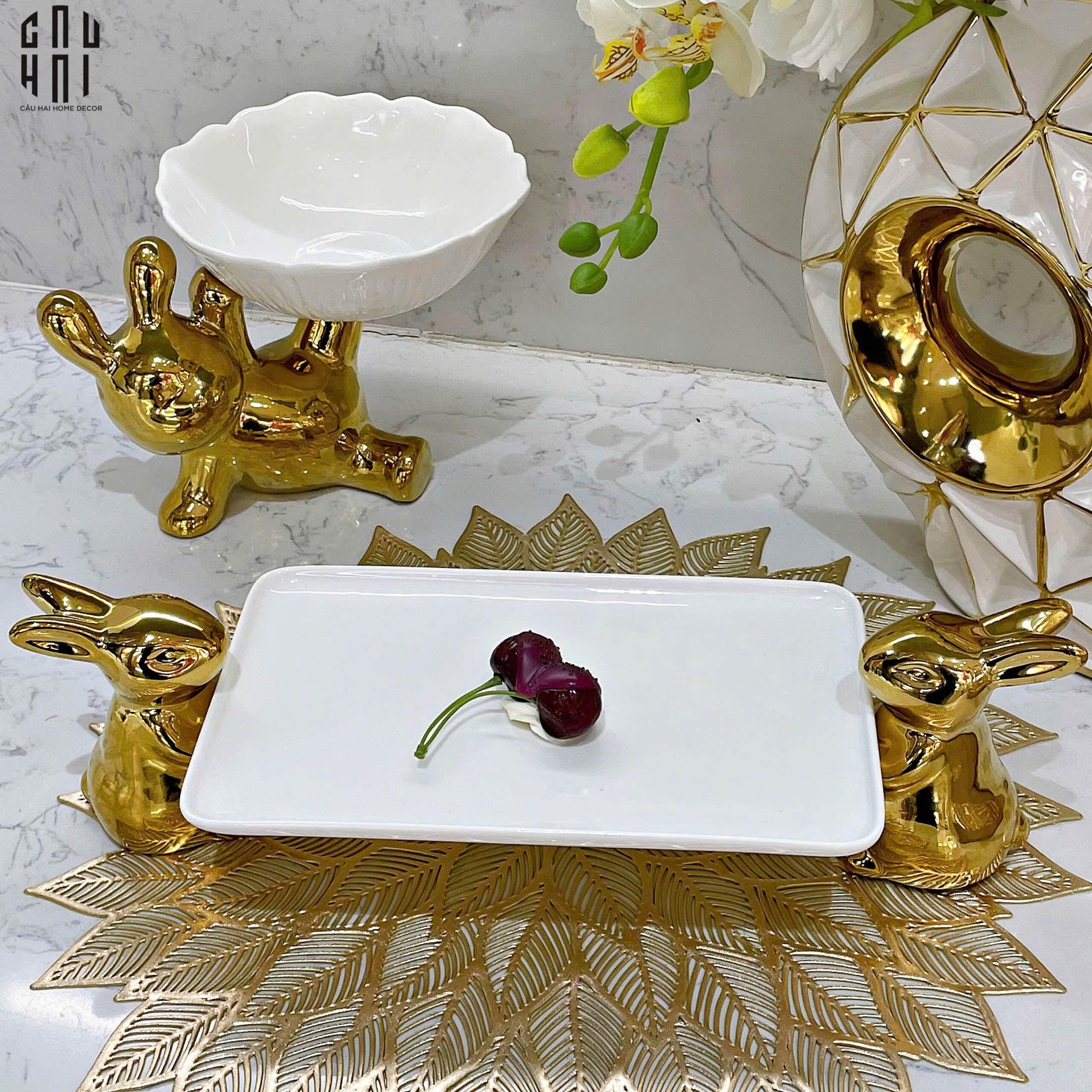 Tết Couture - Đĩa Dessert Les Petits Lapins Portants - CẬU HAI HOME DECOR