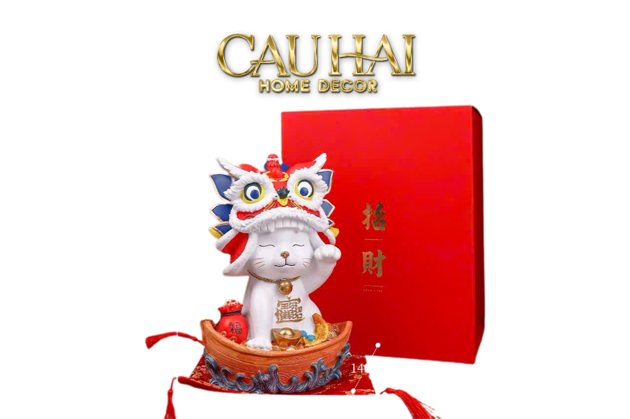 Tết Couture - Gift Set Tượng Mèo Kim Lân Song Hỷ - Vượng Tài - CẬU HAI HOME DECOR