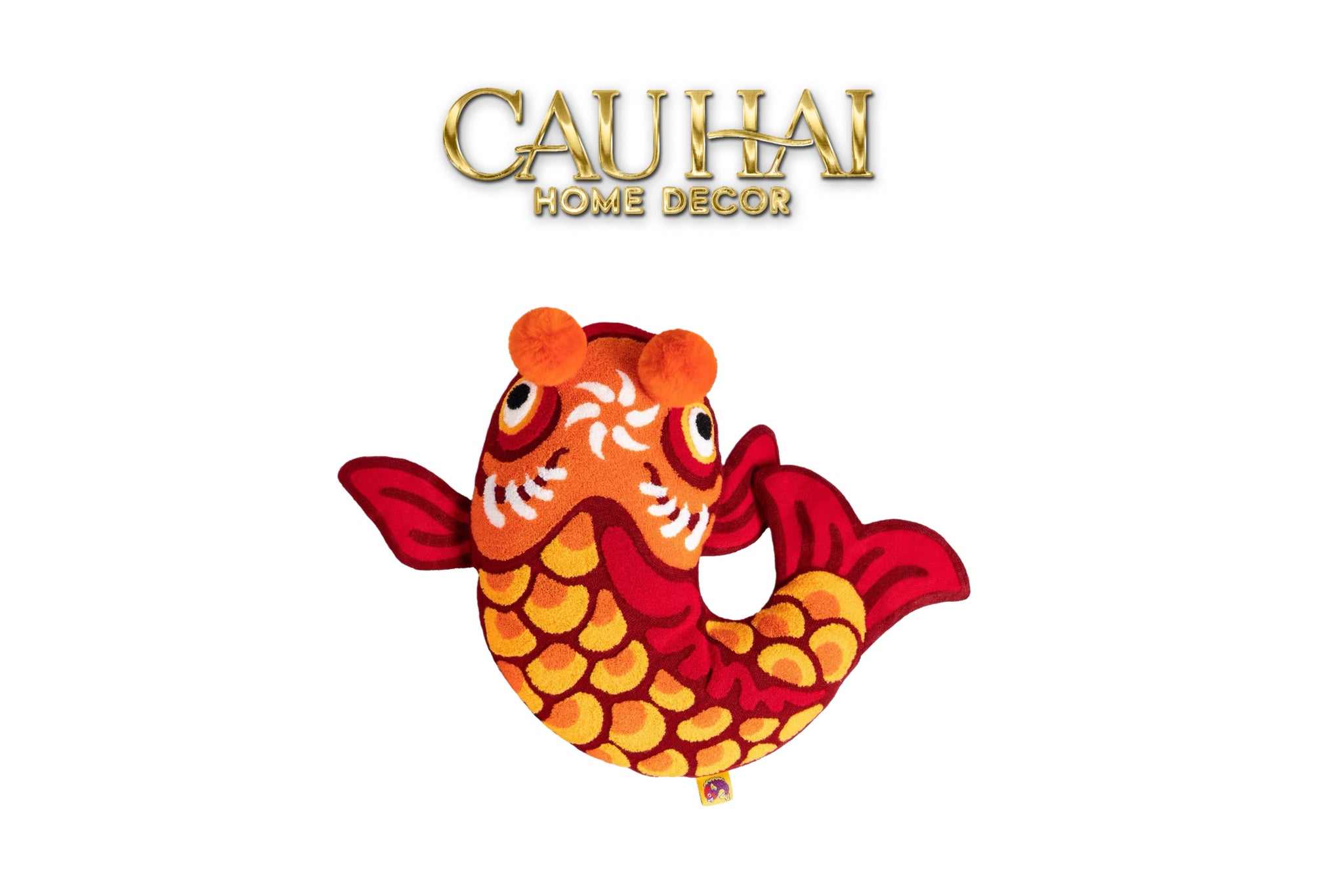 Tết Couture - Gối Cá Chép Vũ Môn - Kim Lý Hoá Long Art Cushion - CẬU HAI HOME DECOR