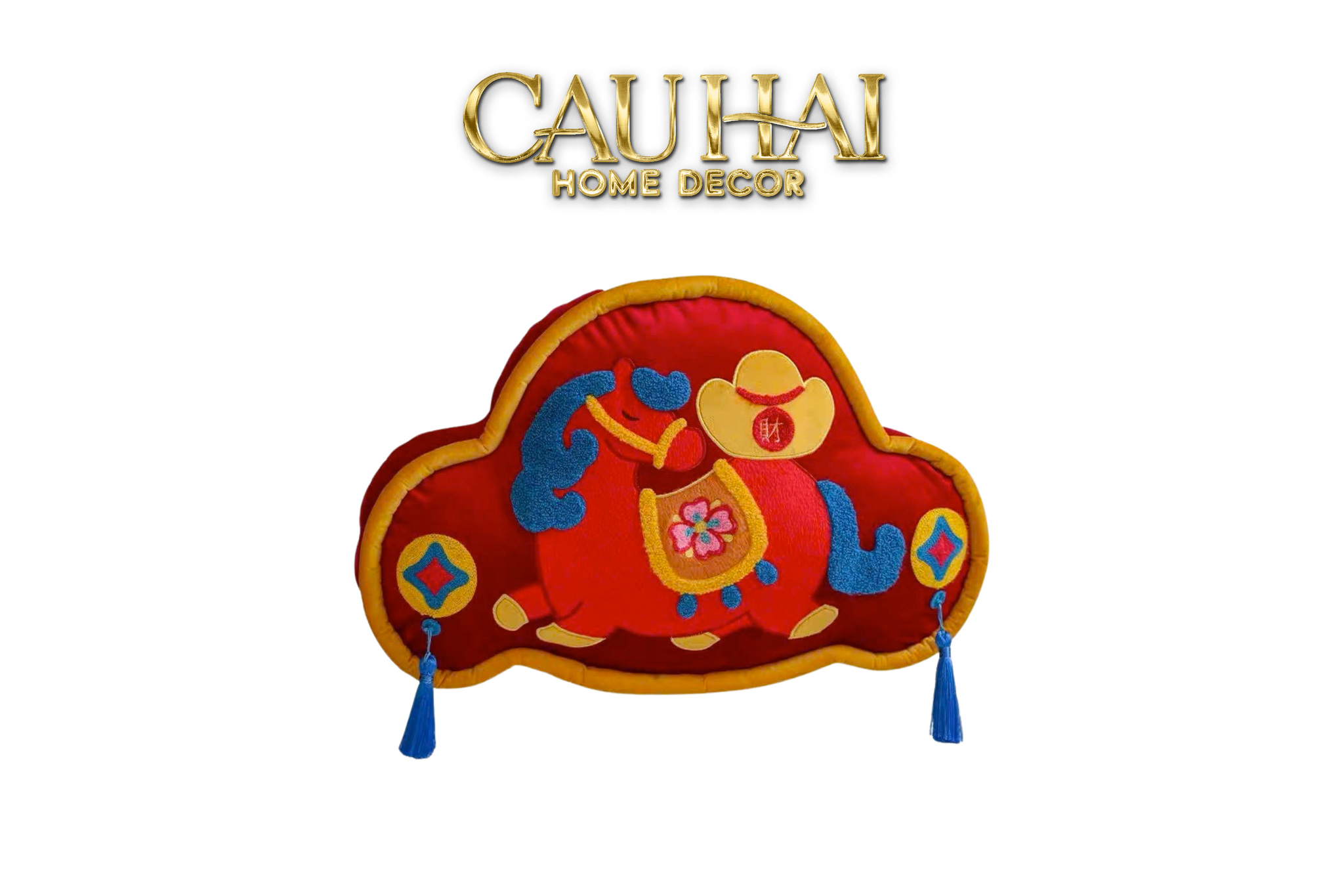 Tết Couture - Gối Lân Hỷ Khoá Trường Thọ 30x50 - CẬU HAI HOME DECOR