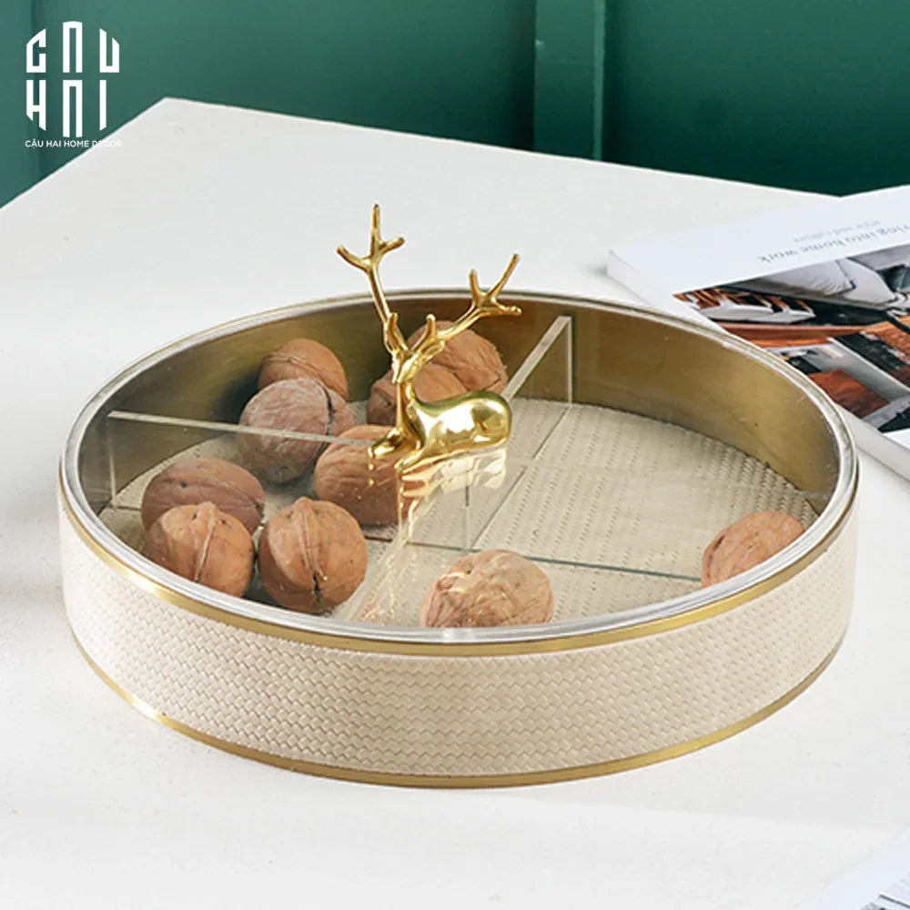 Tết Couture - Hộp Bánh Mứt Leather - Beige Laying Alley - CẬU HAI HOME DECOR