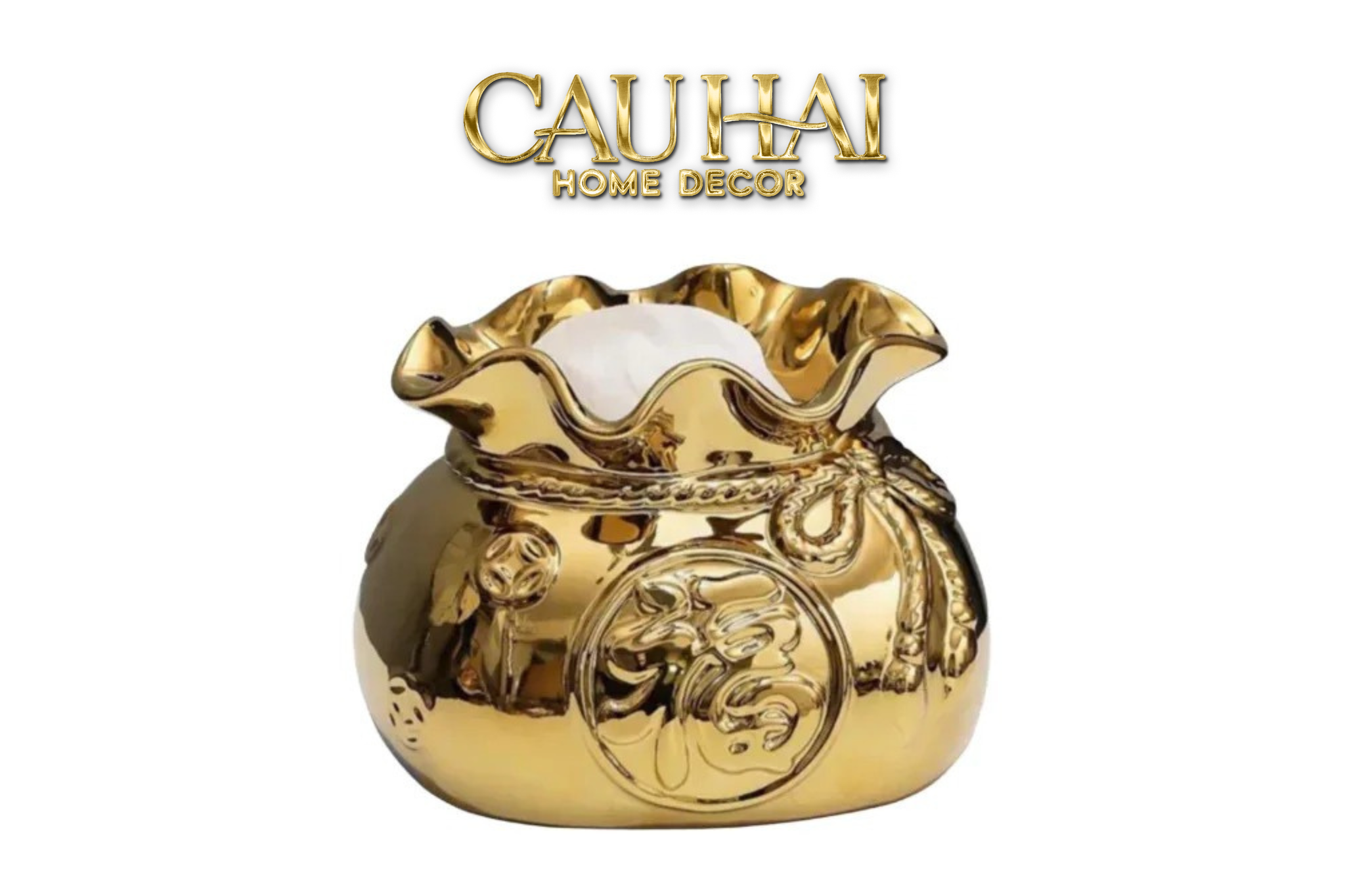 Tết Couture - Hộp Khăn Giấy "Túi Phúc" Golden Fuku - CẬU HAI HOME DECOR