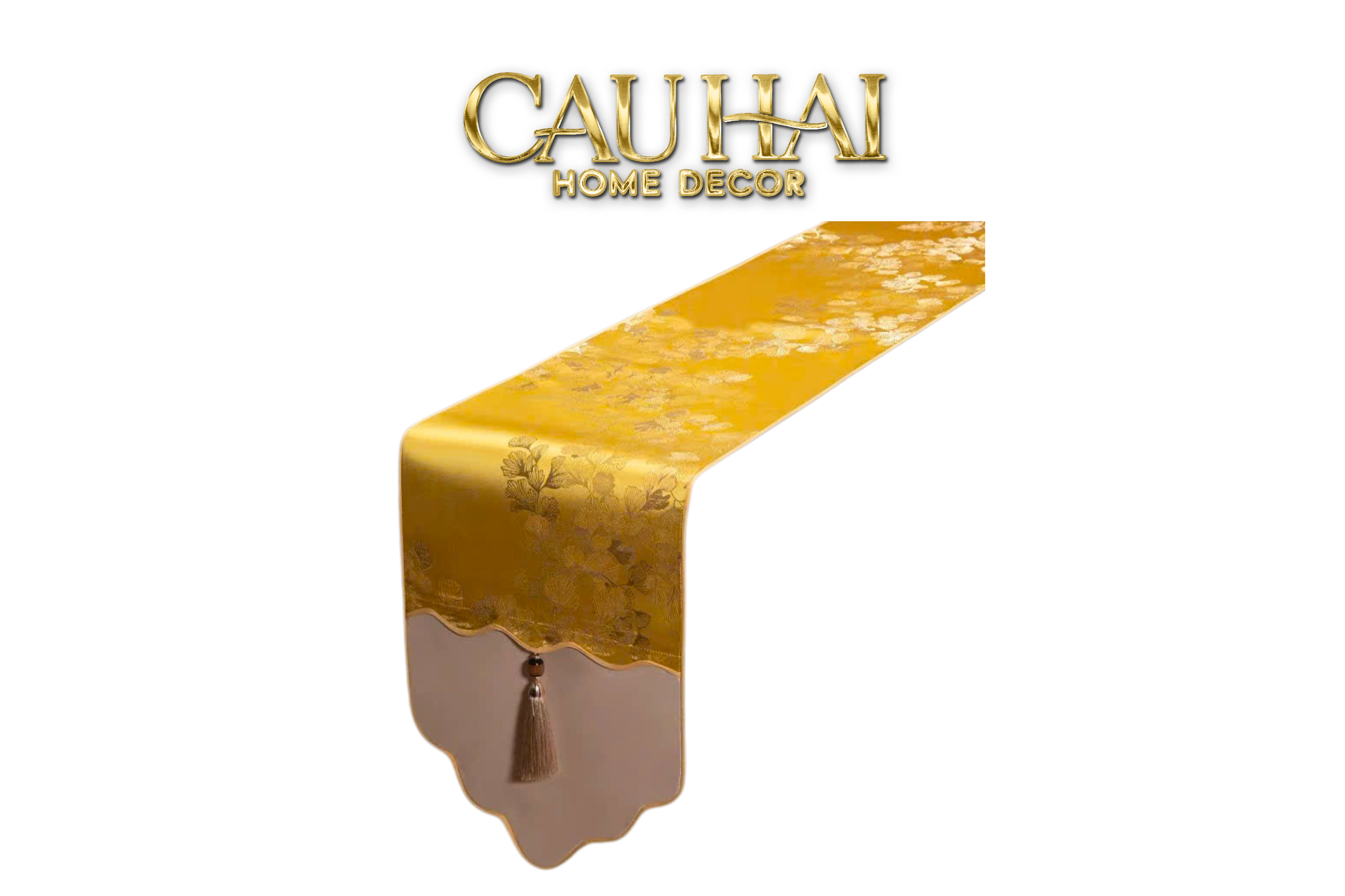 Tết Couture - Khăn Trải Bàn Kim Diệp Hoàng Ngân 2m4 - CẬU HAI HOME DECOR