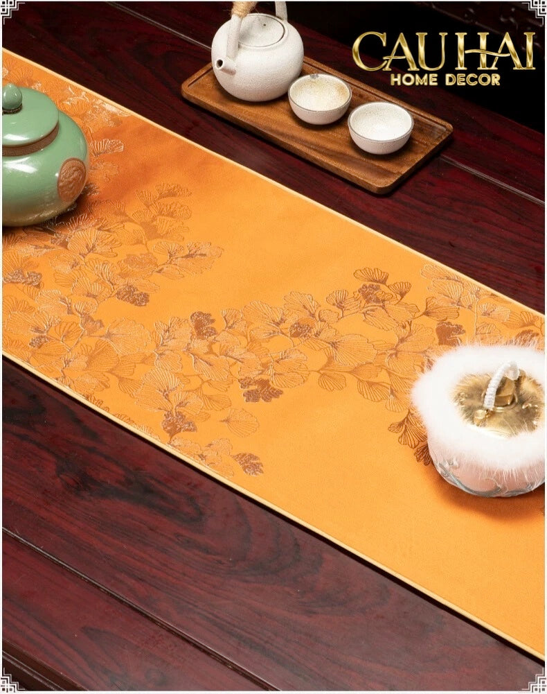 Tết Couture - Khăn Trải Bàn Kim Diệp Hoàng Ngân 2m4 - CẬU HAI HOME DECOR