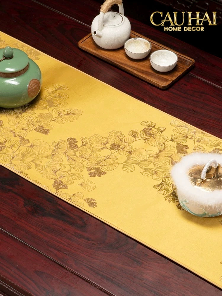 Tết Couture - Khăn Trải Bàn Kim Diệp Hoàng Ngân 2m4 - CẬU HAI HOME DECOR