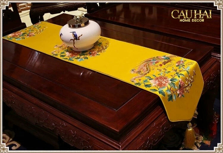 Tết Couture - Khăn Trải Bàn Kim Loan Tường Hoà 2m1x33 - CẬU HAI HOME DECOR